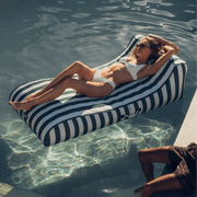 Green & White Cabana Stripe Fabric Covered Pool float lounger